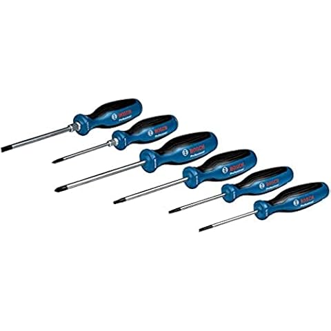 Bosch Professional Schraubendreher-Set, 6-teilig (inkl. Phillips, Schlitz, Torx und Pozidriv, in Karton), Blue, 1600A02CV3 Cover