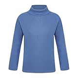 FEESHOW Kinder Langarmshirt Rollkragen Pullover Shirt Tops Mädchen Jungen Lange Ärmel High Neck T-Shirt Mit/Ohne Innenfleece Blau M 110-116/5-6 Jahre
