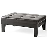 Tucson Espresso Leather Tufted Top Coffee Table w/ Drawer
