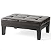 Tucson Espresso Leather Tufted Top Coffee Table w/ Drawer