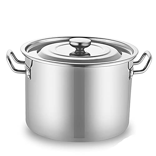Olla de Acero Inoxidable 304, Cubo para Sopa Espesa, Cubo de Almacenamiento, Olla de cocción halógena con Tapa, para Uso Comercial de Catering para Estufa de Gas, 30 l