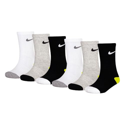 Chaussettes de sport Nike Smiley Crew mi-hautes pour enfants lot de 6 paires gris heather