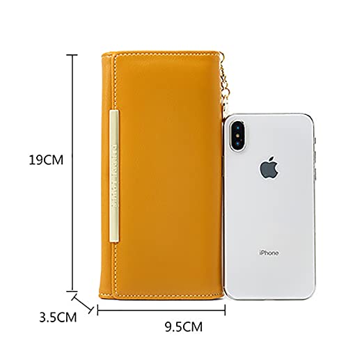 Womens Wallet PU Leather Bifold Wallet Large Capacity Long Purse Credit Card Clutch(Yellow)3