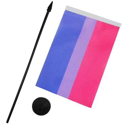 Drapeau de table bisexuel 21x14 cm en polyester résistant avec socle noir