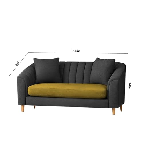 Image of Casaliving Doraldo 2 Seater Sofa Set for Living Room (Yellow Black Colour) Premium Fabric Sofa Set