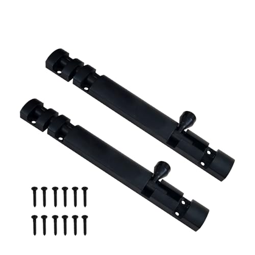 Image of VOLO Aluminium Tower Bolt with Stainless Steel Rod - Heavy Duty Door & Window Latch for Home and Office | Main Door Tower Bolt | Kundi /Chitakini | Pack of 2 Pieces (Black, 6 Inch)