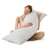 DWR Goose Feather Down Body Pillow, Down Alternative Surround, Organic Cotton Cover, Medium Support Full Body Pillow for Side Sleepers, Relieves Back Hip & Knee Discomfort, 20x54, 1 Pack