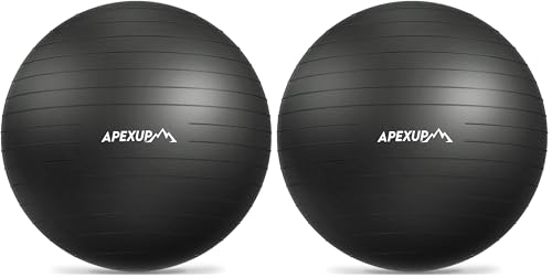 Image of APEXUP Yoga Ball Exercise Ball Anti Slip Heavy Duty for Fitness, Balance & Core Workout, Balance Training, Pregnancy & Physical Therapy, 5 Sizes