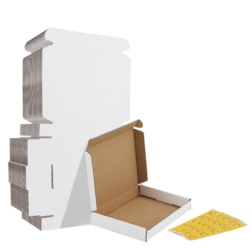 Image of HORLIMER 7x5x1 Shipping Boxes Set of 30, White Corrugated Cardboard Mailer Box for Packing Small Business