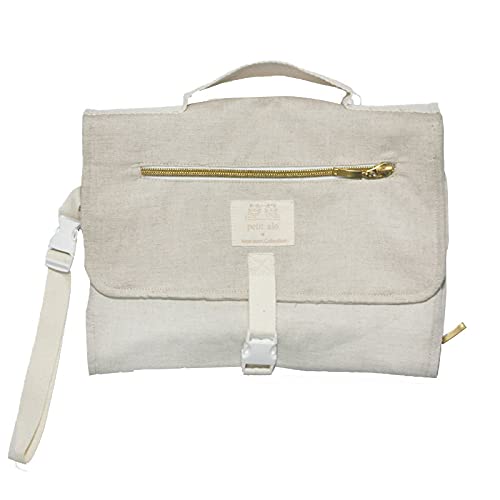 PETIT ALO Cambiador De Bebé Portátil Impermeable| Cambiador Portátil de Pañales Para Bebé | Kit Cambiador de Viaje | Regalos Bebes, Recién nacidos (Beige)