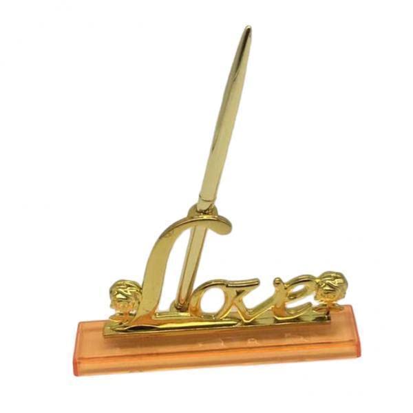 10xWedding Signing Pen with Plated Metal Love Holder Party Pen Set Gold-image-22