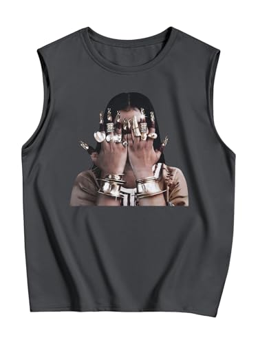 Image of RoseSeek Summer Retro Graphic Tank Top Hippop Streetwear Y2K Tees
