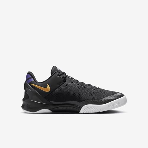 Kobe 8 Big Kids' Basketball Shoes (FN0266-002, Black/White/Court Purple/University Gold) Size 73