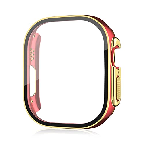 Boîtier Apple Watch Ultra 49mm en verre trempé finition luxe or rouge