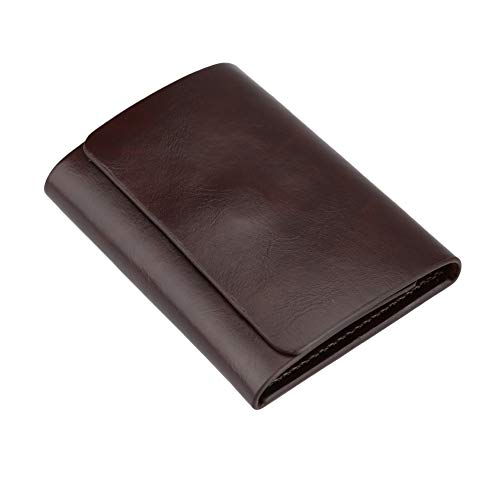 Houshome Carteira Moda Masculina com Clip de Dinheiro Curta de Couro Genuíno Titular de Cartão Trifo