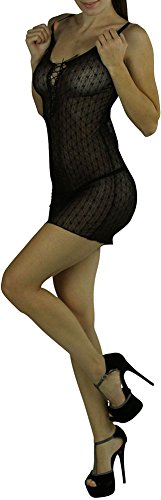 Image of ToBeInStyle Women's Stretch See Through Fishnet Novelty Mini Rave Party Dress