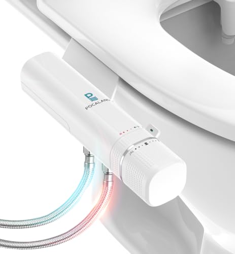 Ultra-Slim Bidet Attachment, Warm Water, Posterior&Feminine Wash-(Retractable Dual Nozzles), Non-Electric Bidet Attachment for Toilet Seat, Adjustable Fresh Cold Water Pressure, Stainless Steel Inlet