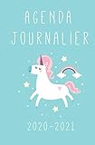  Agenda journalier 2020 - 2021: organiseur licorne kawaii 1 page par jour - collège lycée - Rentrée 2020 pour fille