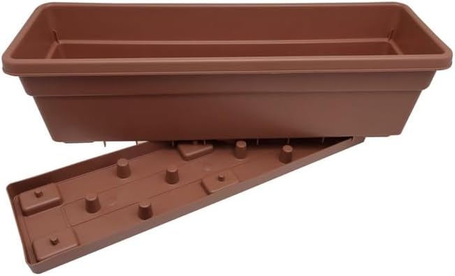 Green Thumb 24" Terra Cotta Color, Rolled Rim Plastic Window Box Planter with Attached Tray - Pack of (12)