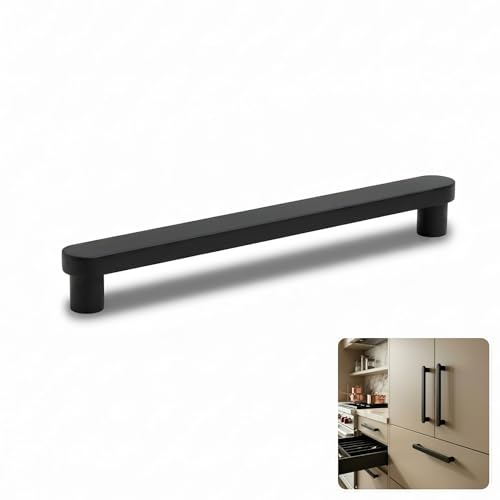ROUS Hardware Mid-Century Modern Cabinet Handle – 7 Inch (178mm) Aluminium Drawer Pull, Charcoal Black Matte Finish Cabinet Hardware for Kitchen Cabinets, Bathroom Cabinet Handles & Furniture 1-Count