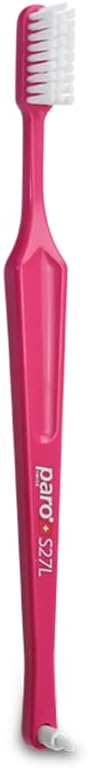 Paro S27L Toothbrush | Small Brush Head Toothbrush with Soft Bristles and Exchangeable Interdental Space F | 3 Rows 27 Tufts for Thorough Cleaning and Gum Care | 12 Pack