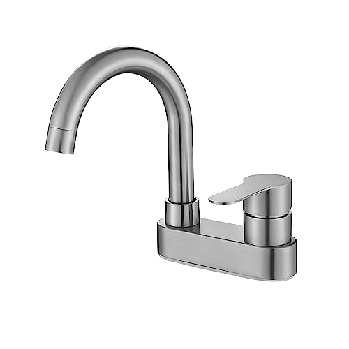 COMVIDA Monomando para Lavabo,Llaves de Baño Lavabo 4',Mezcladora Monomando Acero Inoxidable para Baño ss304,Mezcladora Flexible,Níquel Cepillado,CV-13001S