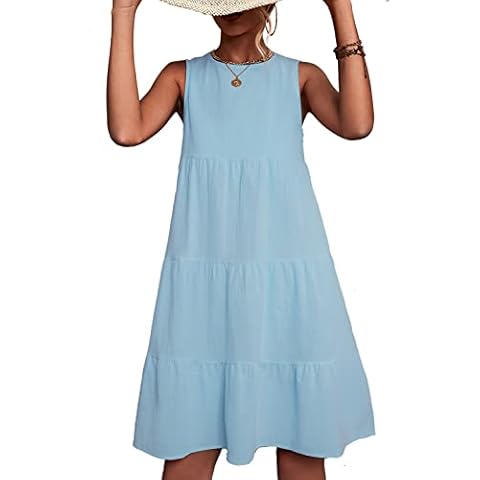 Vestido de Verano con Cuello Redondo y Dobladillo Suelto Cover