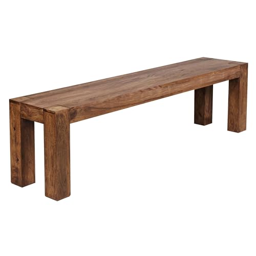 FineBuy Banc de salle à manger en bois massif Sheesham, produit naturel, style maison de campagne, taille au choix