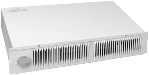 Model 112 Electric kickspace heater with built-in thermostat, 1500W toe kick heater, suitable for cabinet, vanity, and stairwell kick spaces, white