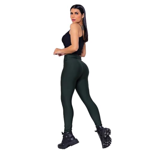 Calça Legging Fitness Feminino Academia Suplex Donna Martins (BR, Alfa, M, Regular, Regular, Verde E