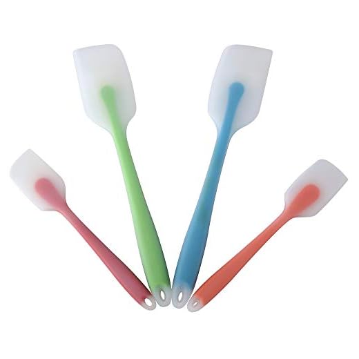 HiramWare Juego de 4 espátulas de silicona flexibles resistentes al calor 450F con núcleo de acero inoxidable, utensilios de cocina de grado alimenticio de buen agarre, sin costuras, resistentes, sin