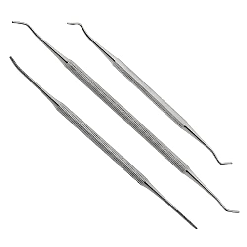 OTTO HERDER FUSSPFLEGE INSTRUMENTEN SET - 3-Teiliges Instrumenten Set 2x Eckenheber 17cm und 12,8 cm Eckenfeile 15cm mit gerade/gebogenem Ende Cover