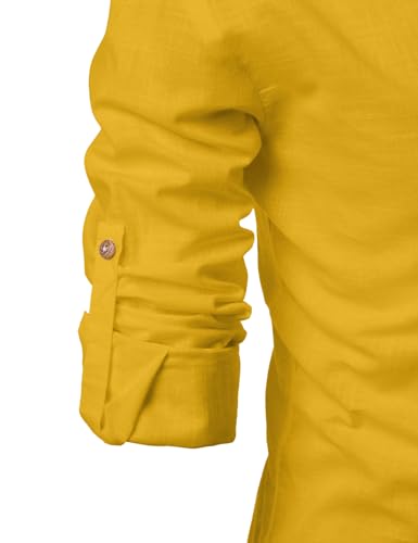 Image of Univibe Full Sleeve Chinese /Rounded /Mandarin Collar Pure Cotton Casual, Wedding, Party, Festival Stylish Short Length Slim fit Kurta Style Shirt for Men and Boys.
