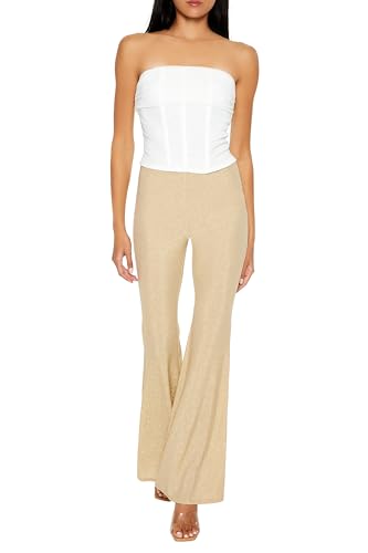 Pantalon évasé taille haute extensible avec paillettes scintillantes