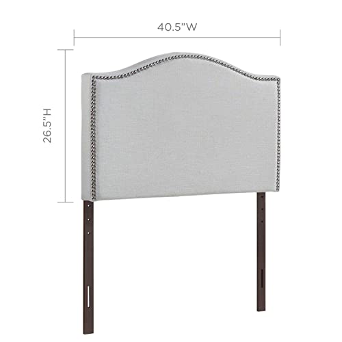 Modway Curl Linen Fabric Upholstered Twin Headboard With Nailhead Trim And Curved Shape, Sky Gray #TOP2