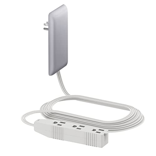 Image of LIDER Flat-Face Outlet Extender with 3 Receptacles, Ultra-Thin Wall Plate Plug with Cord Extender and 3-Outlet Power Strip, 8ft Cord, LWE8-315-SV, 1625W, ETL Listed, Matte Silver, 1-Pack