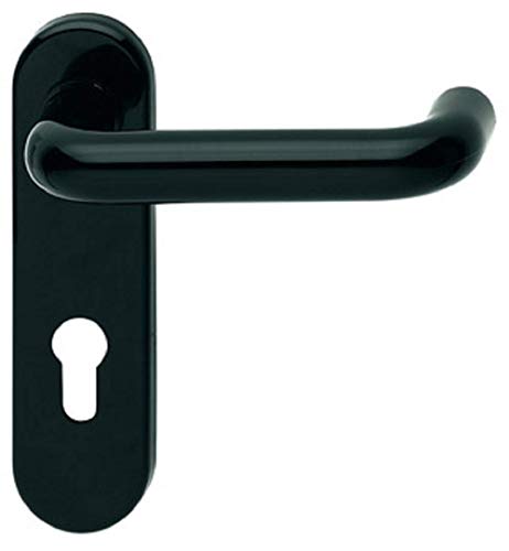 Preisvergleich Produktbild Türbeschlag Kurzschild Türdrücker-Garnitur FH - Polyamid PDH0301 / PZ-Garnitur / Drückergarnitur für Feuerschutz-Türen / geprüft DIN 18273:1997 / 1 Paar - Brandschutz-Beschlag schwarz inkl. Schrauben