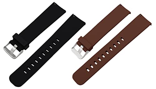 Image of ACM Pack of 2 Watch Strap Silicone Belt 20mm Compatible with Inbase Urban Lyf M Smartwatch Casual Classic Band (Black /Brown)