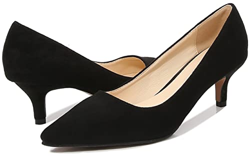 Stunner Pointed Toe Heeled Shoes for Women Faux Suede Pure Color Stiletto Low Heel Pumps Shoes Work Office Wedding Party2