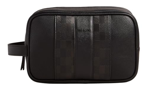 Trousse de toilette noire de luxe signée Ted Baker avec relief House Check