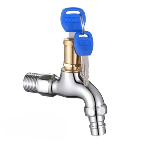 3pcs Outdoor Washer Faucets Anti-Theft Water Tap with Lock Key Alloy Body Single Key Switch Kitchen Garden Watering Fittings Tool(Faucet B)