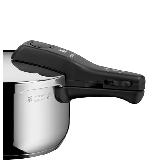 WMF Perfect - Pentola a pressione a induzione, 4,5 l, grande segnale di cottura, 2 livelli di cottura, manico con coperchio rimovibile, acciaio INOX Cromargan