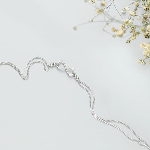 Image of ZAVYA 925 Sterling Silver Designer Layered Infinity Rhodium Plated Adjustable Chain Anklet (Single) | Gift for Women & Girls | With Certificate of Authenticity & 925 Hallmark