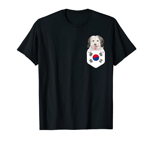 South Korea Flag Coton de Tulear Dog In Pocket T-Shirt, Black