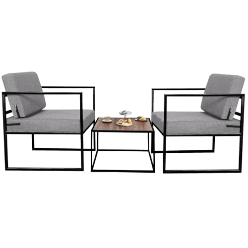 Image of ( Indoor-Outdoor |Living Room| Balcony| Garden| Chair Table Set 1 + 1 & 1 Table| Furniture Set|Chair Table Set - Color Grey