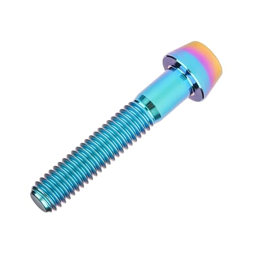 Image of Titanium Ti Bolt M5x9 16 18 20 25 30 35 40 45 50 55 60mm Tapered Head Screws Pack of 4 (M5x30mm, Iridescent Blue)