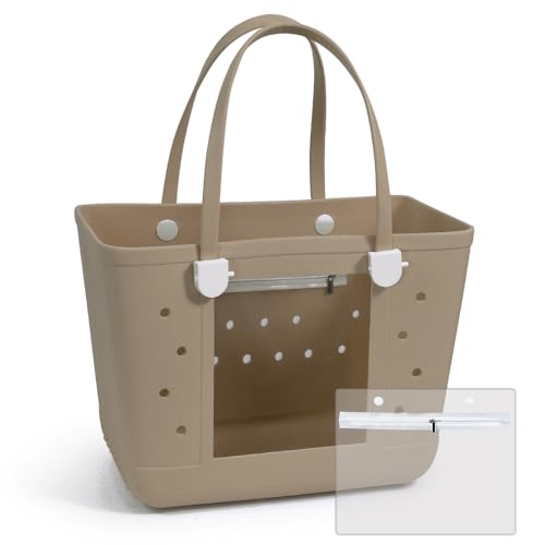 Rubber Beach Bags with Visual Window, Extra Large Waterproof Sandproof Rubber Tote Bag for Pool,Boat & Travel