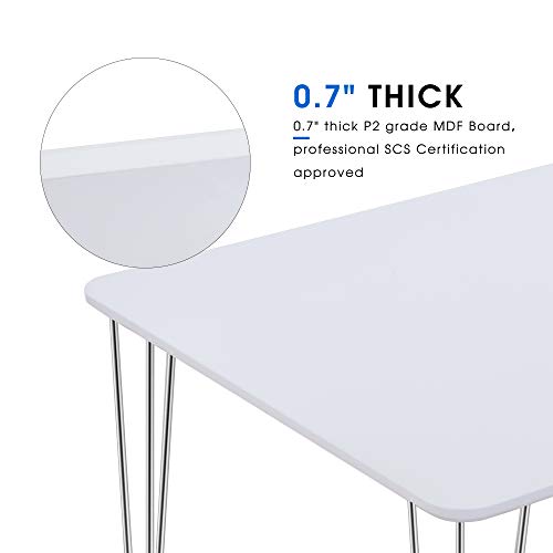 image for Ivinta Modern Wood White Dining Table for 4/6 Hairpin Computer Desk Ki