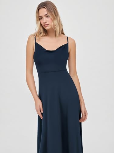 Image of CIDER Summer Women's Spaghetti Strap Cowl Neck Cocktail Dress Ruched Sleeveless Formal Midi Dress Party Club Dress