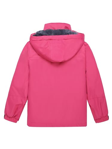 Image of Keevoom Girl's Waterproof Ski Jacket Fleece Snow Coat Windproof Warm Winter Snowboarding Jacket with Removable Hood